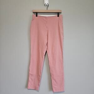 A New Day Pants Womens 8 Coral White Gingham Slim Ankle Stretch Workwear Checker